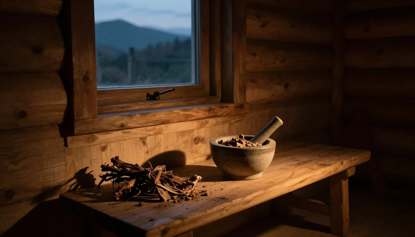 Warm lamp-lit timber interior suggesting a quiet place to ask questions